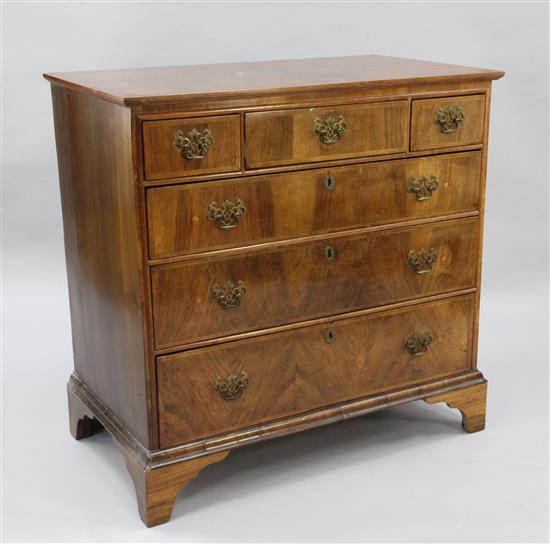 A mid 18th century walnut chest, W.3ft 2in.